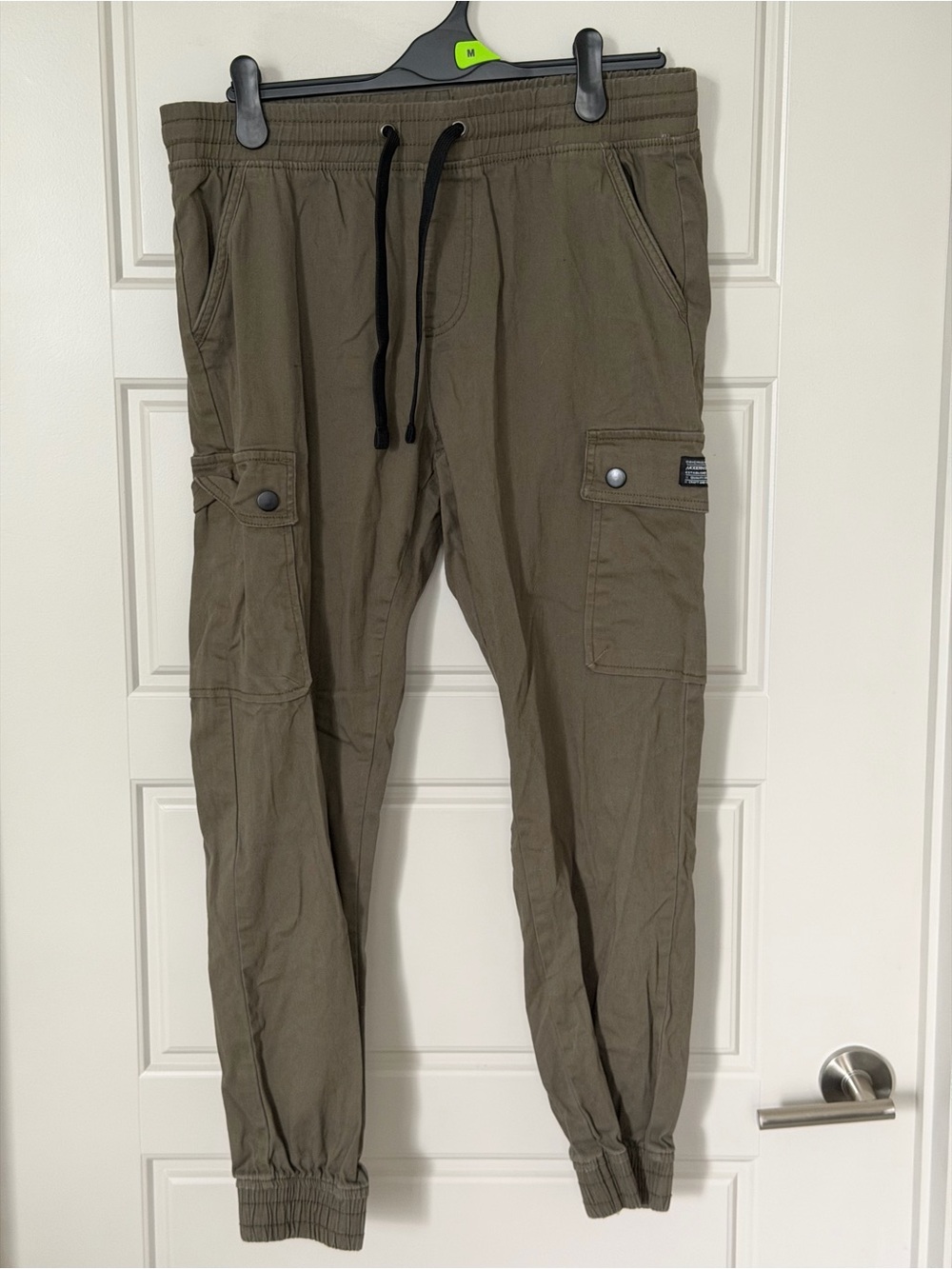 Modern Culture Men's Utility Twill Cargo Joggers Olive Green Cuffed Size L